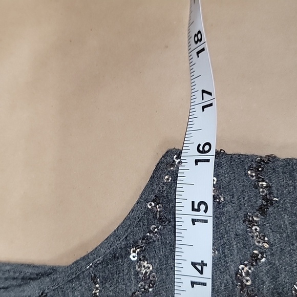 Loft Size S Dark Gray Tank Top with Sequin Stripes, Excellent Used Condition - Picture 8 of 12